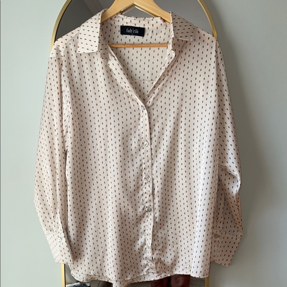 Fab'rik Beige Patterned Button-Up Shirt L
